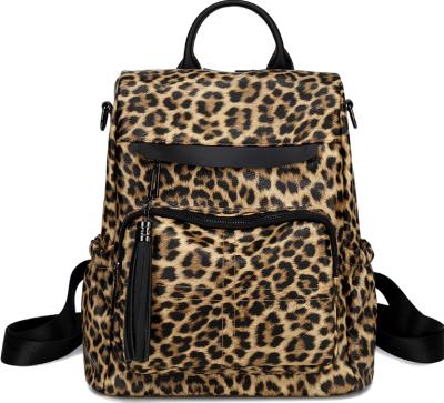 China 2021 New Customized Leopard Print Anti-theft Zipper Women Backpack Bag High Quality Backpack for sale