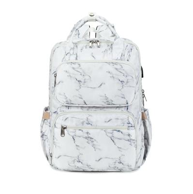 China With USB Customized Diagonal USB Interface Marble Travel Mountaineering Sports Bag Student Weekend Business Bag School Backpack for sale