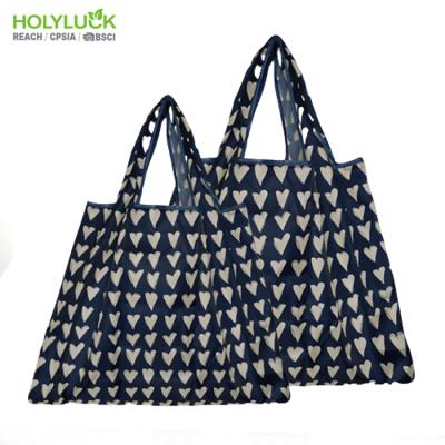 China Custom retail plastic bag HOLY LUCK Fashion design Recycled & Reusable polyester shopping bag with folded function for sale