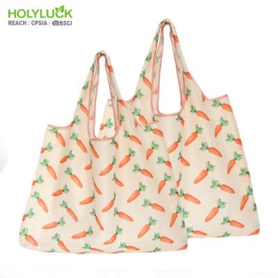 China Recycled And Reusable Beautiful Custom Retail Design Polyester Carrot Shopping Bag Plastic Foldable Feature for sale