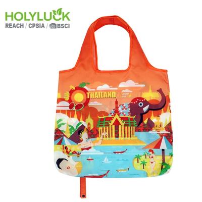 China Recycled And Reusable Polyester Sublimation Folding Eco Friendly Flamingo Rpet Shopping Bag for sale