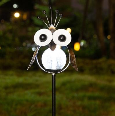 China Owl Decorative Metal Stakes Lights Solar Outdoor Crack Garden Lights Glass Light for Lawn, Yard Art, Pathway, Patio Decor for sale