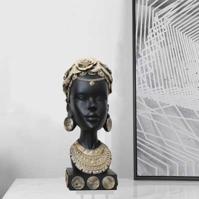 China Retro Resin Ornament Art Craft Decoration Sculpture African Ethnic Ornament Creative Home Living Room Opens Ornament Home Office Decoration for sale