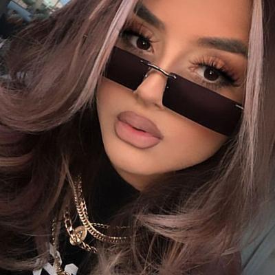 China Oversized Fashion Sunglasses Metal Square Shades UV400 Sunglasses Wholesale Sun Glasses Unisex Rimless Square Shades 2021 for sale