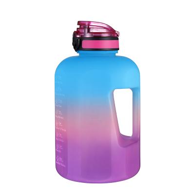 China Large Capacity Gallon Water Bottles Sustainable Gym Sports Gradient Color Custom Water Bottle With Weather Maker for sale