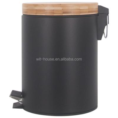 China Fashion Sustainable Home Kitchen Built In Barrel Pop Up Door Bamboo Trash Can for sale