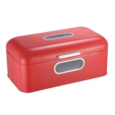 China Sustainable Amazon With Stained Glass Container Pearl Bin Metal Powder Bread Bin Transparent Coated Red for sale