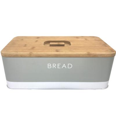 China Customized Sustainable Printing Iron Storage Box For Wooden Metal Tall Bread Box for sale