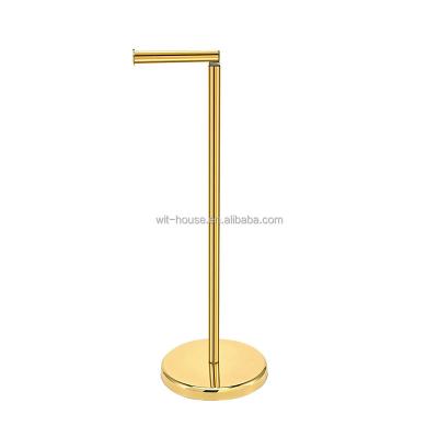 China Modern Heavy Duty Floor Toilet Paper Roll Holder Gold Free Standing for sale