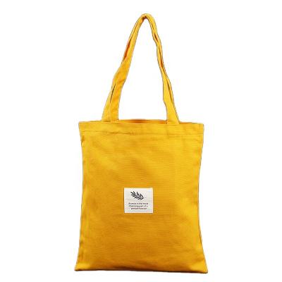 China Eco Friendly Eco-Friendly Recycle Logo Printed Organic Cotton Canvas Yellow Orange Tote Shopping Bag With Small Bag Inside for sale