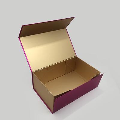 China Recycled Materials Customize Logo Cardboard Gold Magnetic Folding Women Shoes Cosmetic Boxes Gift Sandals Purple Heel Packaging For High Heels for sale