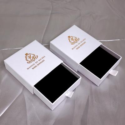 China Wholesale Custom Necklace Jewelry Packaging Drawer Box Ring Earring Jewelry Drawer Box Logo Cardboard Paper Bangle Pink White Box for sale