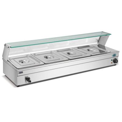 China Electric Bain Marie Shelf With Glass Cover Top of Stainless Steel Bain Marie Equipment For Sale Commercial Cooking for sale