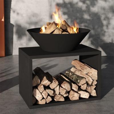 China Het zwarte Hout die van Tuinheater firewood log storage steel Openluchtbrandkuil branden Te koop