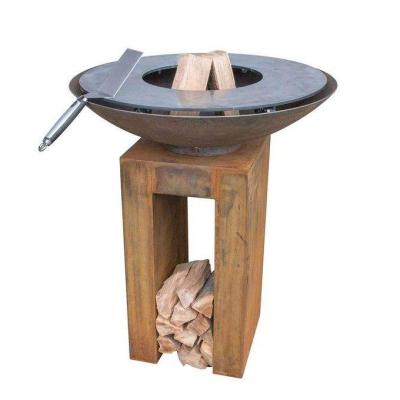 China Modern Cooking Charcoal Barbecue Grill Corten Steel Outdoor Fire Bowl BBQ for sale