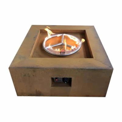 China 800mm Garten-Heater Rustic Corten Steel Natural-Gas-Quadrat-Feuer-Tabelle zu verkaufen