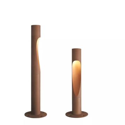 China Outdoor Cylinder Led Solar Rust Metal Corten Garden Bollard Light Boxes for sale