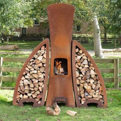 中国 貯蔵を用いるCortenの現代的な暖炉の現代屋外の金属Chimenea 販売のため