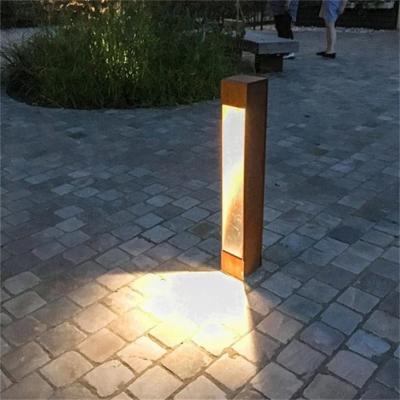 China Buitenstedelijke Led Solar Bollard Lights Box Corten Steel Tuinverlichting Te koop