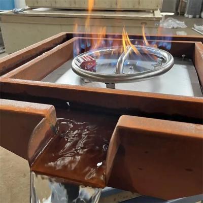 China Stahlgas-Feuer Pit Bowl With Water Feature Pool im Freien Corten zu verkaufen