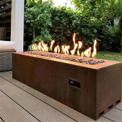 China Rechteck-Patio-Heater Rustic Metal Corten Steel-Gas-Feuer-Tabelle zu verkaufen