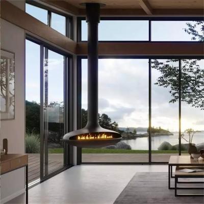 China contemporary indoor hanging fireplace carbon steel suspended stove wood burning stove for hotels for sale