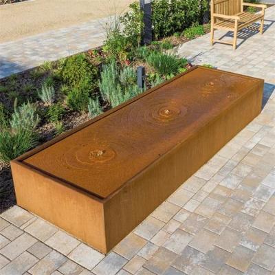 China Outdoor Backyard Decoration Rusty Metal Waterfall Corten Steel Water Fountain for sale