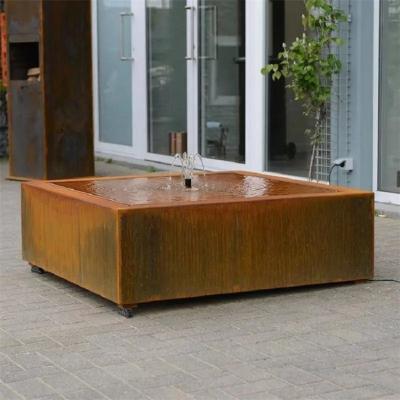 China Decoration Outdoor Square Metal Wate Table Corten Steel Garden Water Fountain for sale