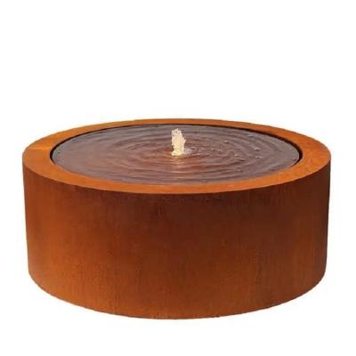 China 100cm Outdoor Metal Garden Water Fountain Corten Steel Round Water Table for sale