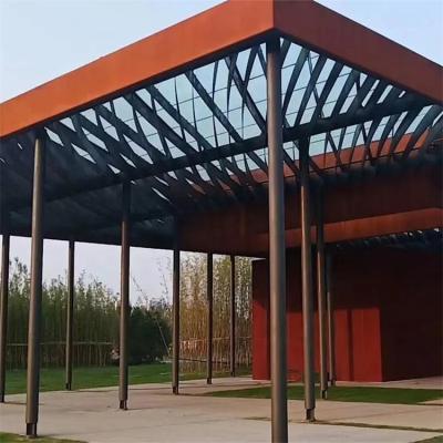 China Gazebos de acero diseñados únicos de la pérgola de Corten del pabellón del metal del jardín del tejado en venta