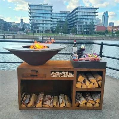 China Corten Steel Fire Pit Heavy Duty BBQ Barbecue Grills voor het koken in het buitenleven Te koop