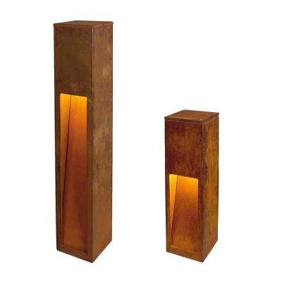 China Decoration Outdoor Lighting Fixture Corten Steel Rust Color Bollard Lights for sale