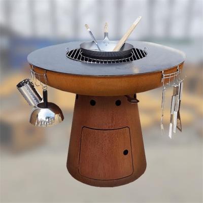 China Madera de cocinar al aire libre de la barbacoa que quema la parrilla de acero del carbón de leña de la chimenea de Corten en venta