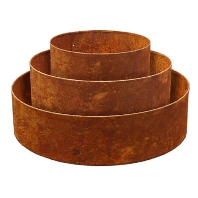 China Tree Ring With Folded Top Edge Garden Decorative Rusty Corten Steel Garden for sale