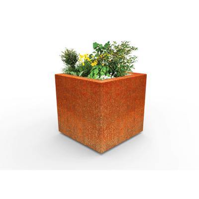 China Cajas grandes del plantador de Rusty Square Corten Steel Flower de los potes del jardín del metal en venta