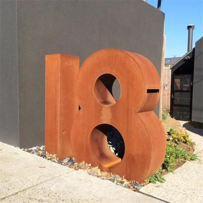 China Contemporary Decoration Letter Number Design Corten Steel Metal Art Sculpture for sale