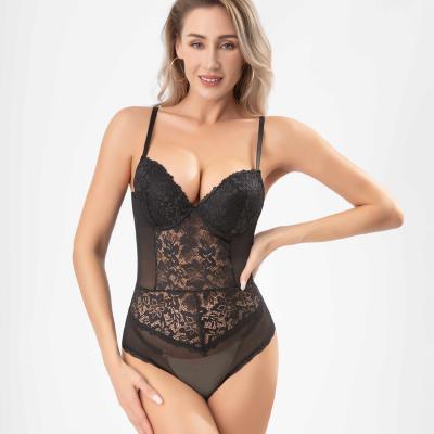 China Lace lace up sexy lingerie women's sexy jumpsuit with temptation steel bar Halloween bra ring sexy one-piece underwear for sale