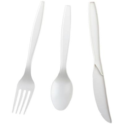 China Food Packaging Cornstarch Cutlery 100% Disposable Spoon Fork Knife Biodegradable Cutlery Set for sale