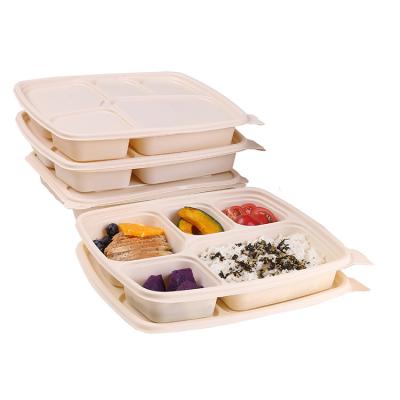 China Food High Quality Low Price Disposable Paper Degradable Microwave Lunch Box for sale