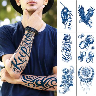 China Juice Semi Permanent Blue Ink Temporary Lasting Stock Herbal Tattoos Sticker for sale