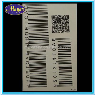 China Temporary Water Sticker Base Bird Tattoo Sticker Barcode Tattoo Sticker for sale