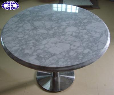 China Contemporary Italian White Round Restaurant Tables Arabescato Marble Top for sale