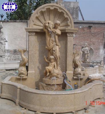 China China Modern Yellow Marble Stone Water Fountain With Figurine Sculpture for sale