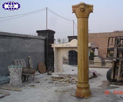 China China Solid Decorative Yellow Marble Pillar Round Design for sale