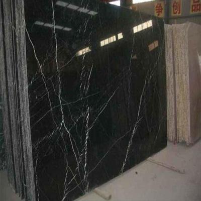 China Black Marble Tile With White Black Veins Nero Marquina Marble Tile With White Veins for sale