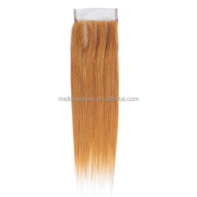 China 100% Virgin Human Hair Mature Wave Straight Hair Care Products 4X4 HD Lace Frontal Brazilian Straight Hair Closure With 27#Color for sale