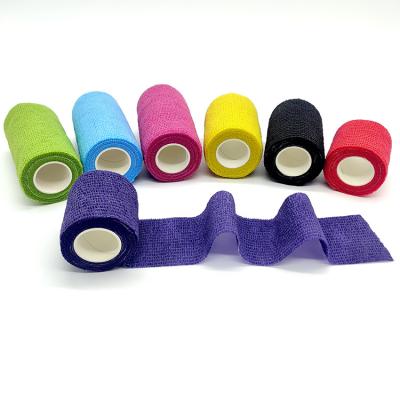 China Amsino Breathable Wholesale Colored Cohesive Sports Self Bandage Hook Grips Thumb Weightlifting Cohesive Bandage for sale