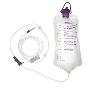 China Medical Grade PVC Disposable Enteric Feeding Pump Set With Bag Pre-attached With Enfit Connector Non Sterile for sale