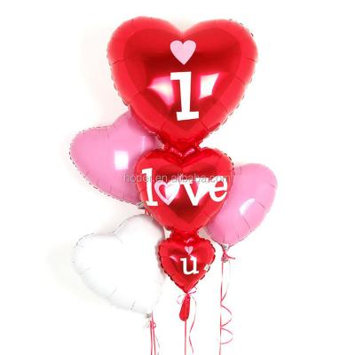 China Gift Toy Gaint Size Balloon Printed Connection 3 Heart Shaped Wedding Foil Balloons I LOVE YOU for sale