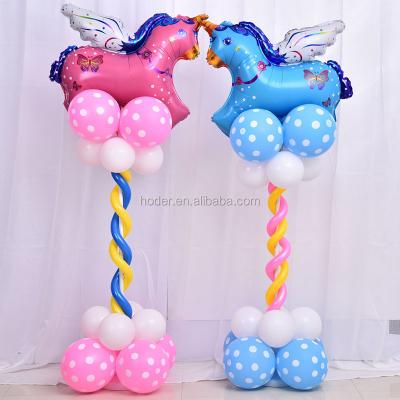 China Gift Toy High Quality Blue Pink Unicorn Foil Balloons With Dots Printed Latex Balloons Column Kit For Party Decoration Stand for sale